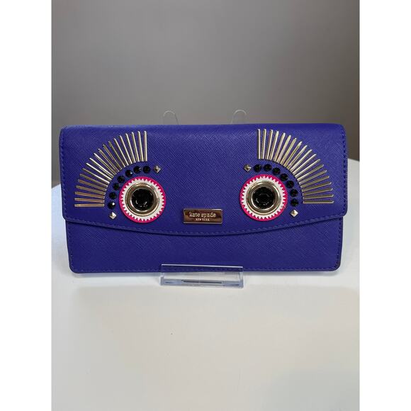 Kate Spade Liana Monster Purple Leather Clutch Wallet NWT Retail $278 - Picture 5 of 16